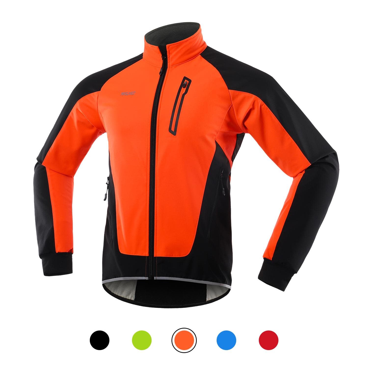Men Cycling Jacket Waterproof Windproof Thermal Fleece Bike Jersey MTB Bicycle Riding Running M orange