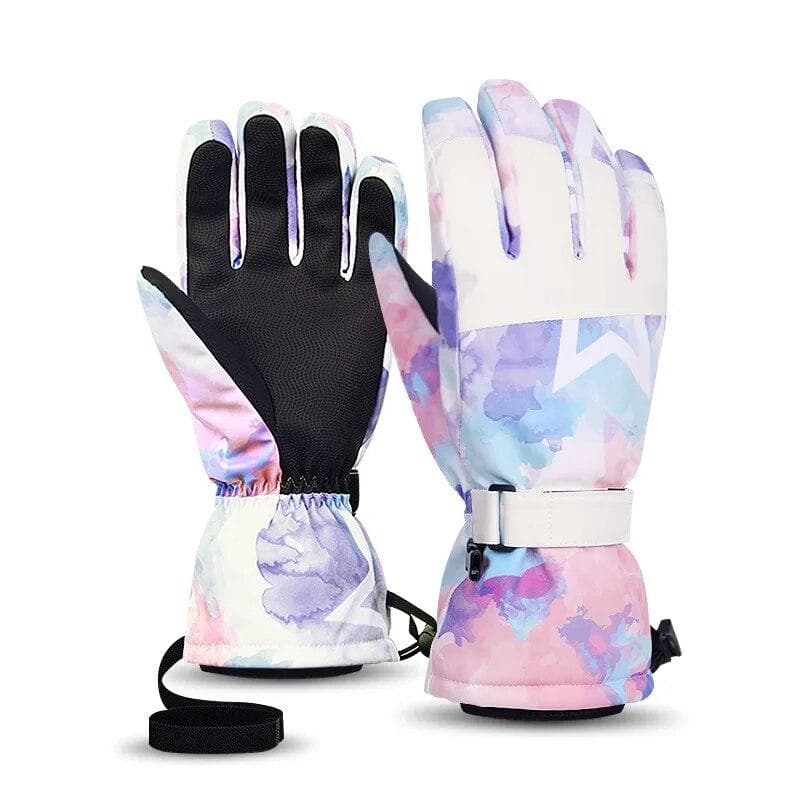 Winter Men Women Ski Gloves Windproof Warm Waterproof  Touch-Screen Fleece Non-slip Snowboard Snowmobile Cycling Skiing Gloves S purple