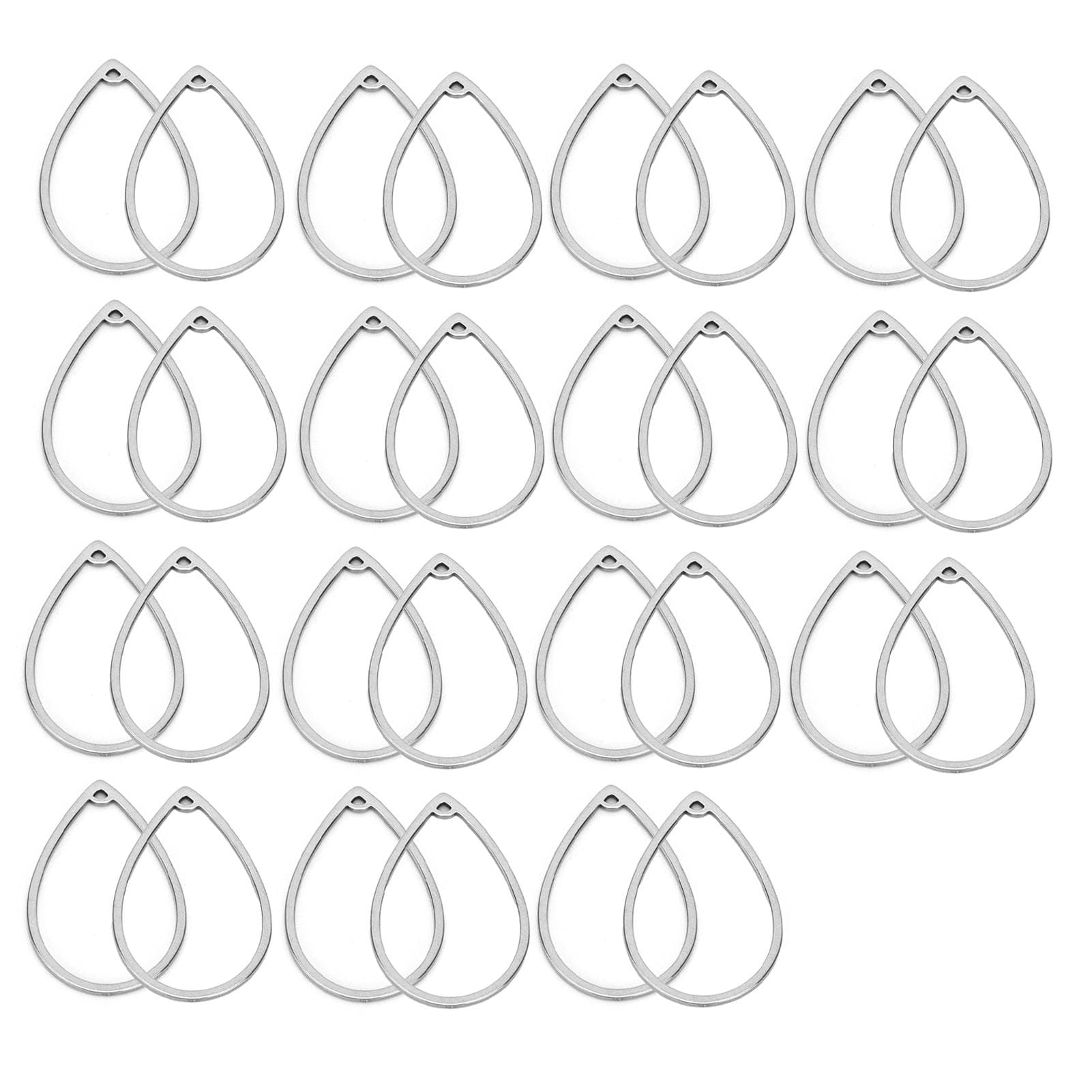 30pcs Earring Connectors DIY Geometric DropShaped Hollow Stainless Pendant Supplies with Hole for