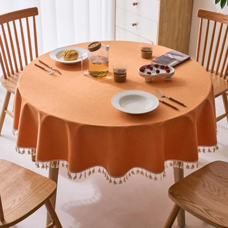 Modern Minimalist Solid Color Round Tablecloth Thickened Multi-color Hanging Ear Tablecloth Options Dust Anti Slip Table Cover 200cm round 1pcs