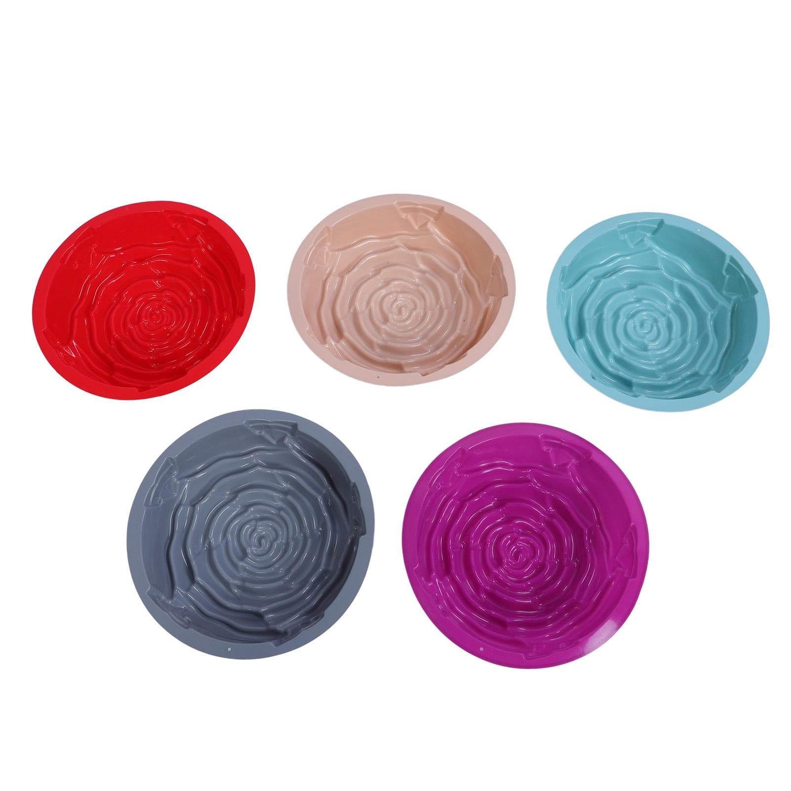 5PCS Flower Shape Cake Pans Silicone Non Stick Rose Cake Pan Baking Tool Bakeware for Birthday L(for 6.5-9kg)