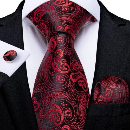 198 Colors Mens Silk Tie Black Blue Red Necktie Hanky Cufflinks Wedding 3PCS Set N-0314
