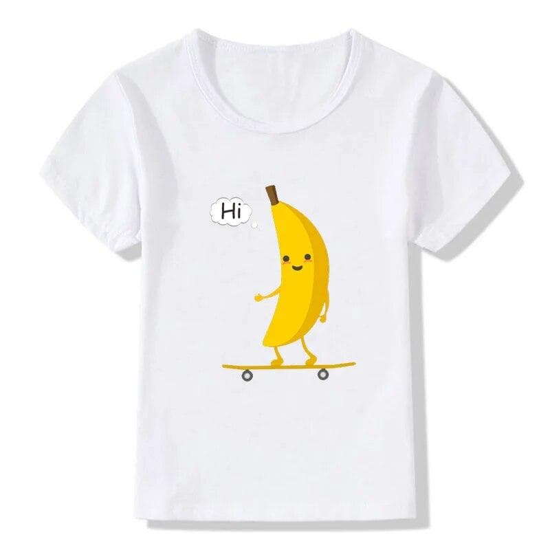 Children T -Shirt Boys And Girls Clothes Banana Print Summer Short -Sleeved Casual Round Neck T -Shirt Boys And Girls Baby Clothes 4T