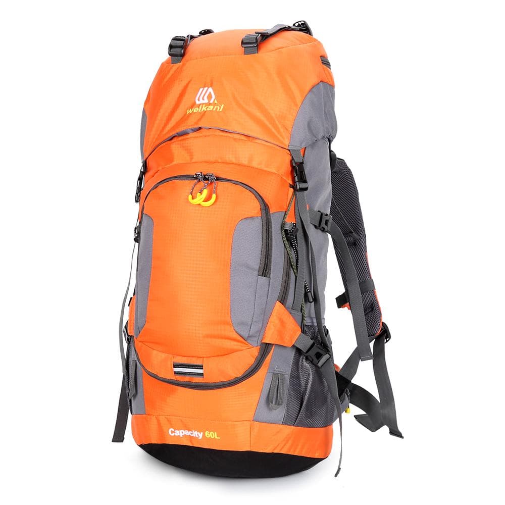 60L Waterproof Hiking Backpack Camping Mountain Climbing Cycling Backpack Outdoor Sport Bag with orange