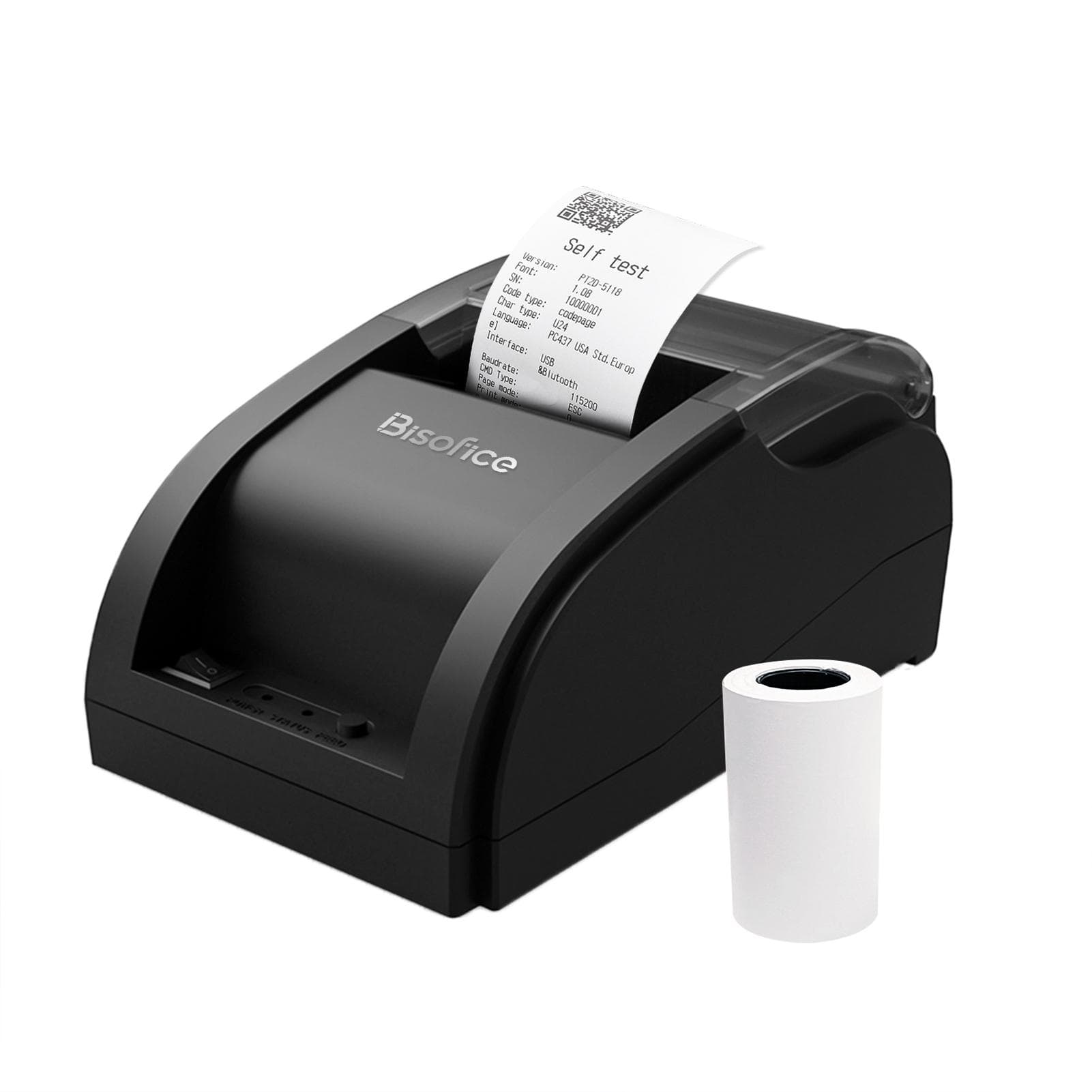 Bisofice Desktop 58mm Thermal Receipt Printer Wired Barcode Printer USB Connection with 1 Roll AU-1