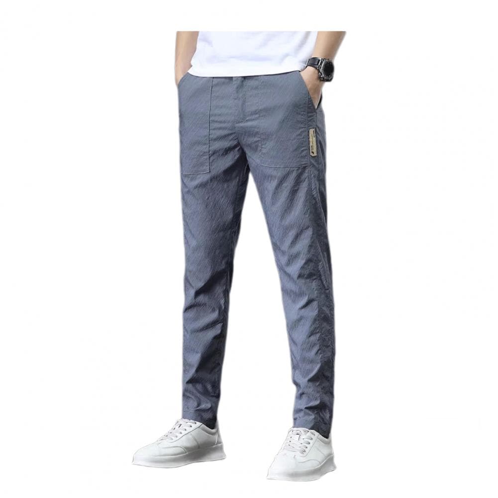 Men Pants Men's Slim Fit Stretchy Waist Pants with Pockets for Casual Daily Wear Solid Color Straight Leg Trousers 29 light grey