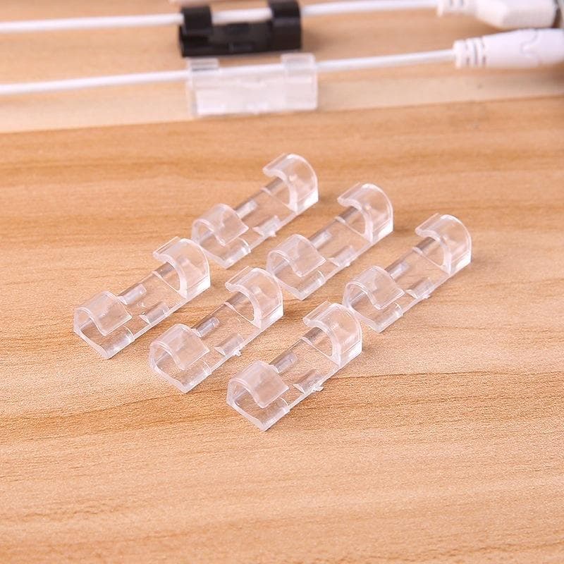 40Pcs Cable Organizer Desk Wall Cord Wire Line Clip Fixer Fastener Tidy Storage Holder Organiser Tie Fixer Line Adhesive 20 pcs transparent