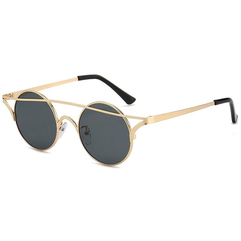 New Round Cat Eye Sunglasses Women Double Beam Trendy Personalized Frame Stylish UV Protection 1211