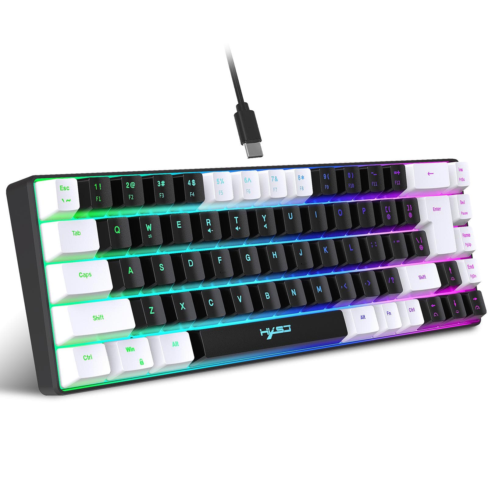 HXSJ V200 Wired K68 RGB Streamer Mini Gaming Keyboard 19-Key Conflict-Free Membrane Keyboard but