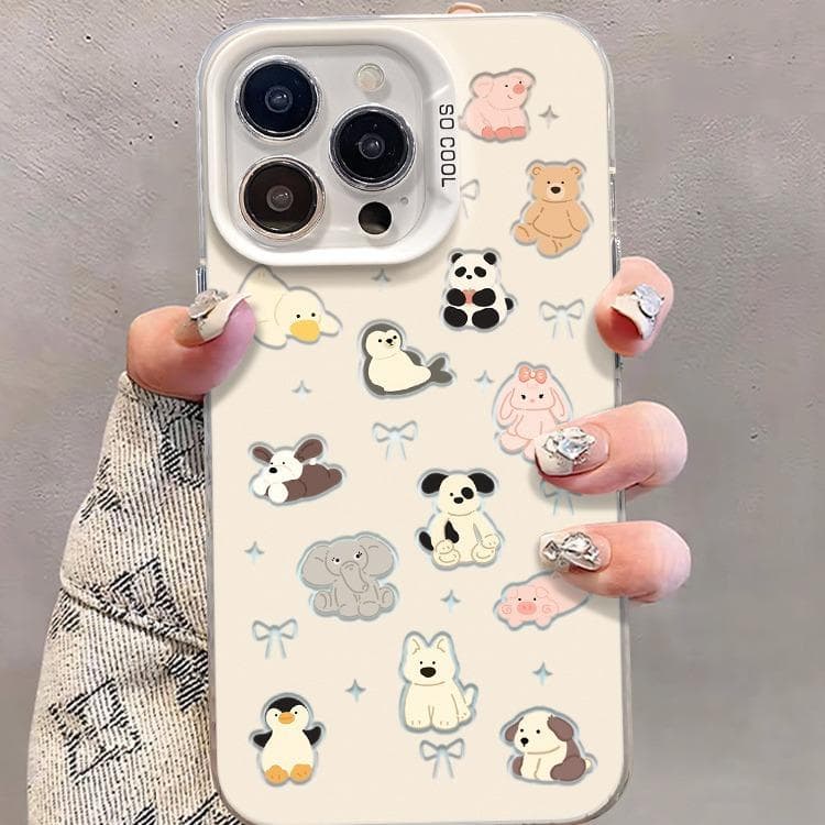 Applicable To Apple 15 Color Silver Matte Mobile Phone Case Iphone14 Full Screen Cartoon Animal 13 High-end Sense Xs All Inclusive Women iPhone 7 Plus