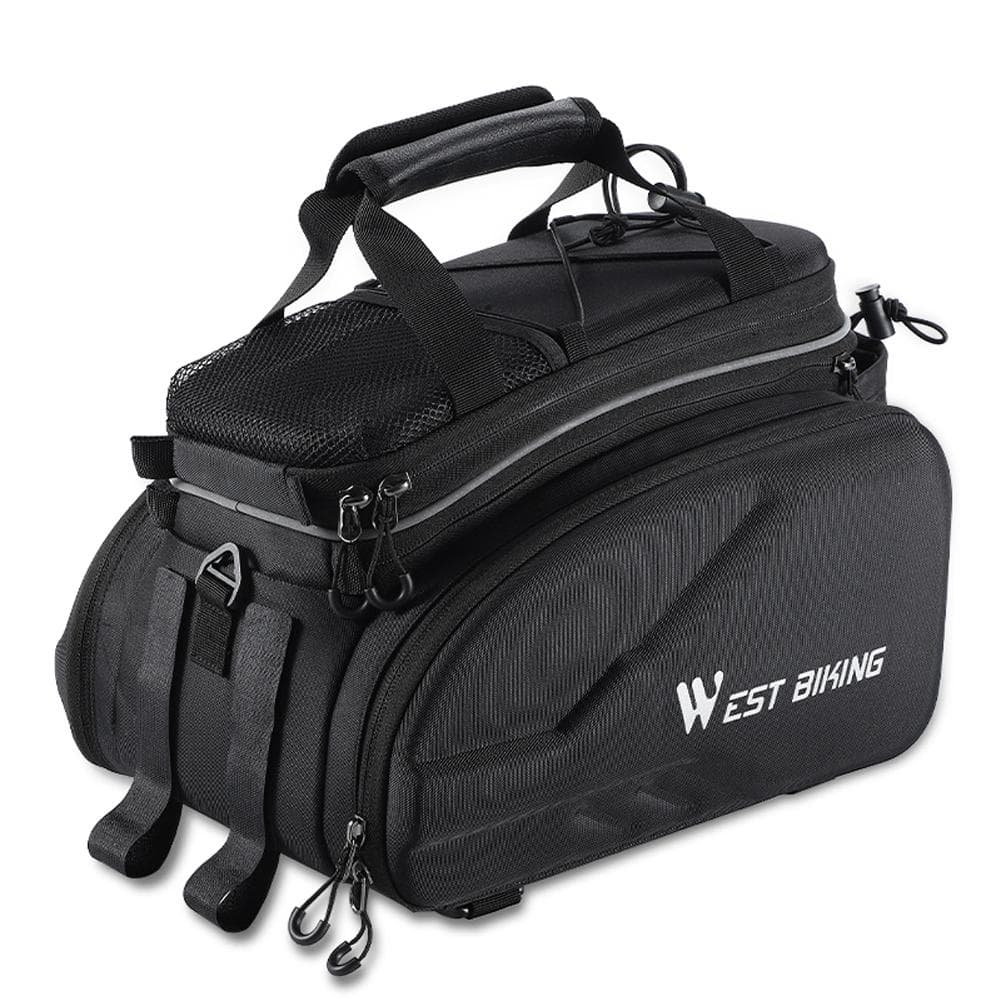 Expandable Large Capacity Bicycle Rear Rack Bag Outdoor TravelPack Portable Handbag Cycling Bike black