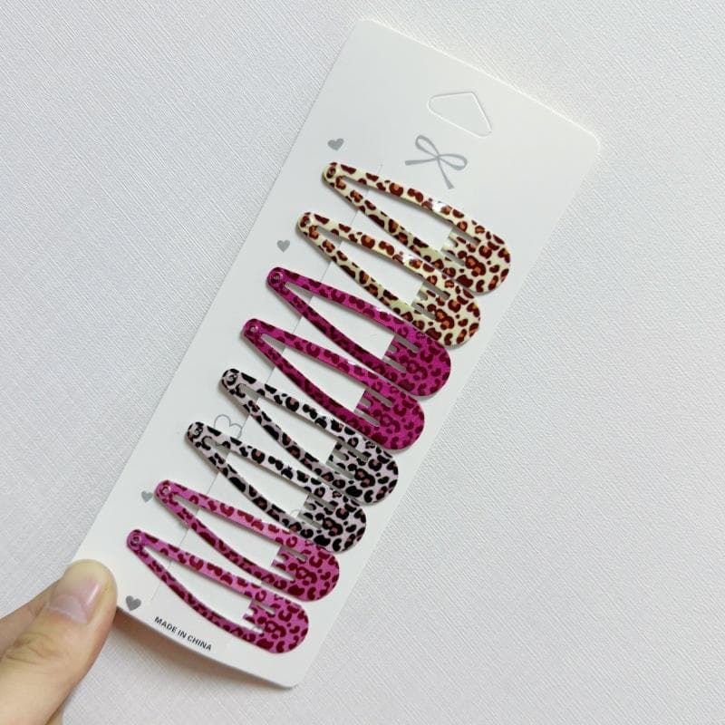 8Pcs/set Leopard Print Hair Clips for Women Girls Vintage Geometric Star BB Clips Bangs Hairpins Barrettes Hair Accessories Set classics