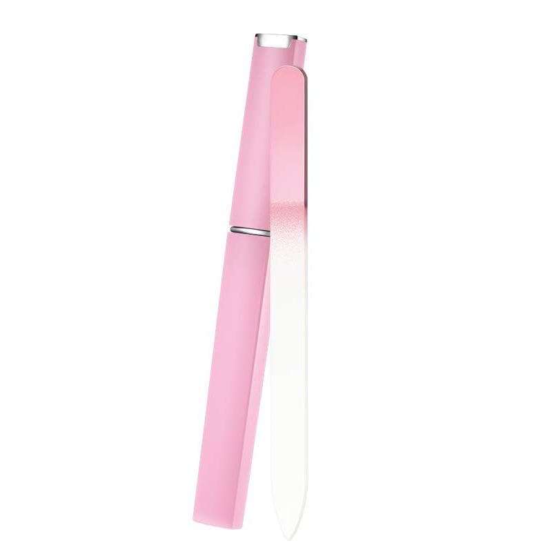 Crystal Glass Nail File With Case Professional Nail Files Manicure Device Tool Durable Nail Art Buffer Files Salon Beauty Tools pink