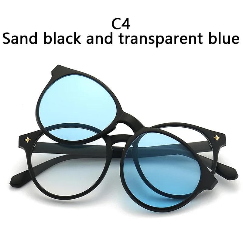 1/6 In 1 Magnetic Clip on Sunglasses for Men Women Polarized Optical Frame Sun Glasses Custom Design SHOW AS PICTURE
