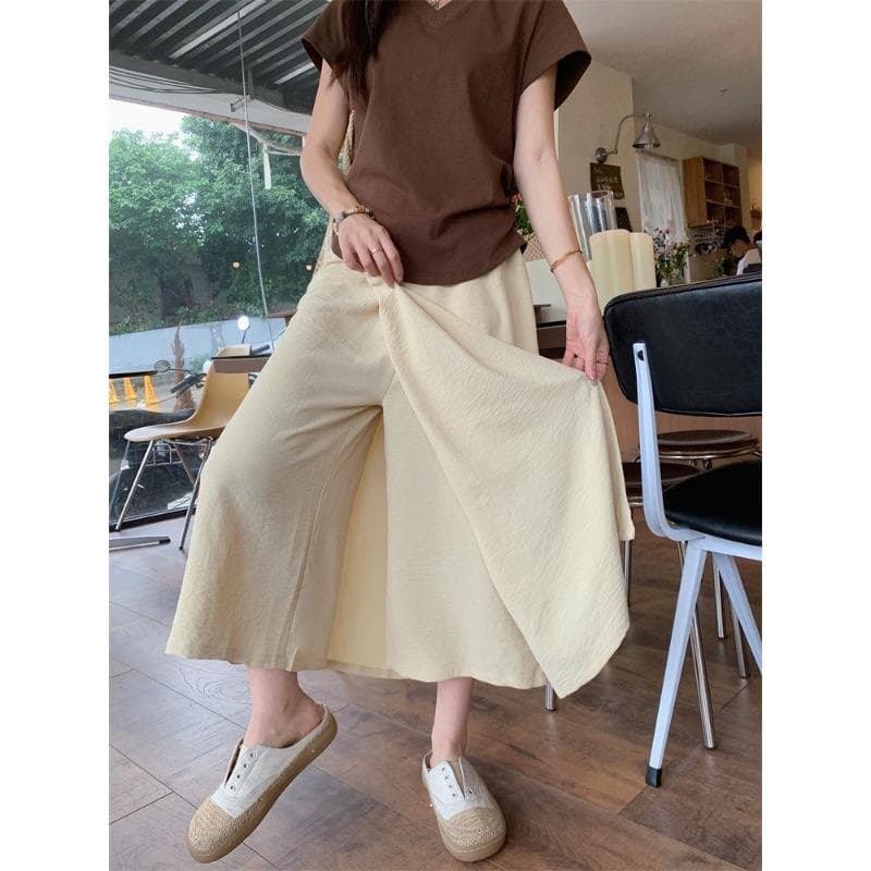 Large Size Women's Clothing Thin Sunscreen Culottes Women's High Waist Split Legs Thick and Thin Eight/nine Point Pants Skirt XXL