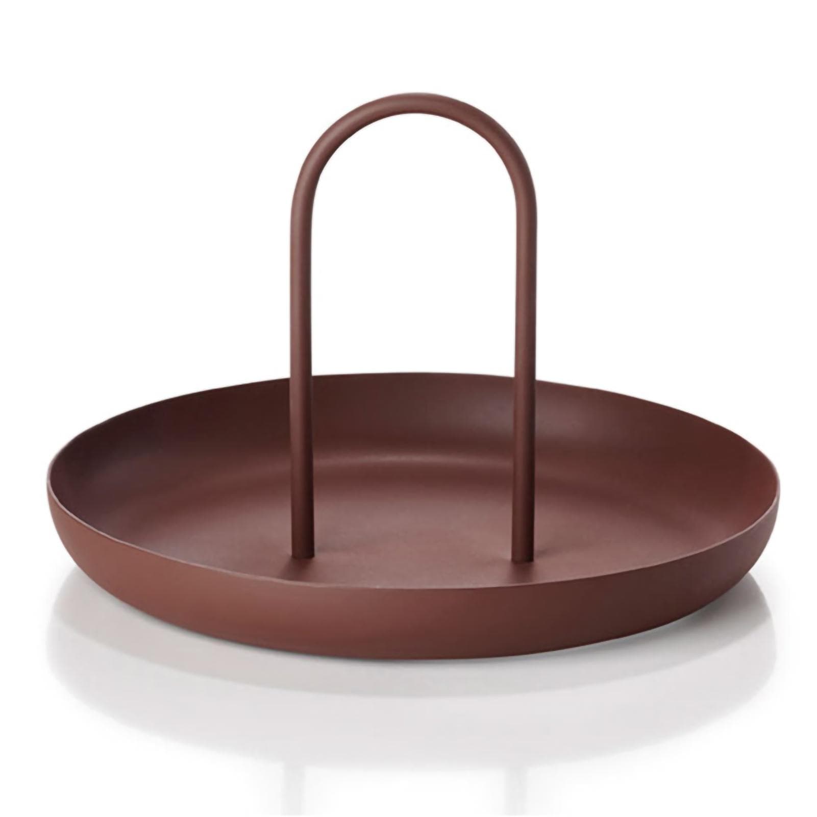 Serving Tray Metal Round Portable Table Top Storage Tray Simple Modern Style with Handle Red red
