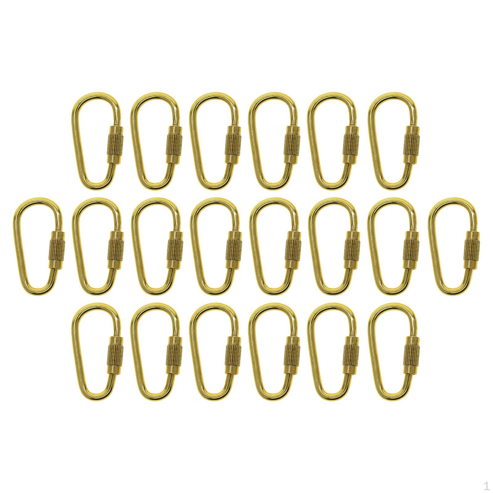 20 Pieces Locking Carabiner Keyring Buckle Jewelry Clasps Hooks Steel Screw Carabiners