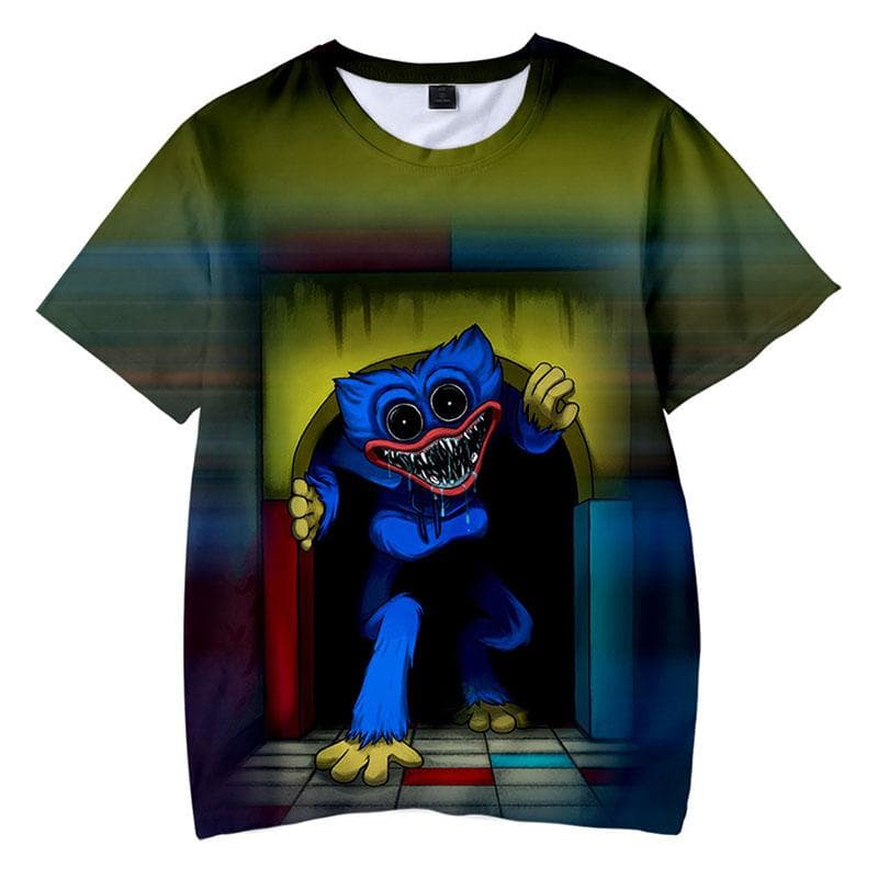 Poppy Playtime T-Shirts Huggy Wuggy Horror Game Cartoon 3D Print boy/girl O-Neck fashion T Shirt Kids Boys Tees Tops Clothing 130CM