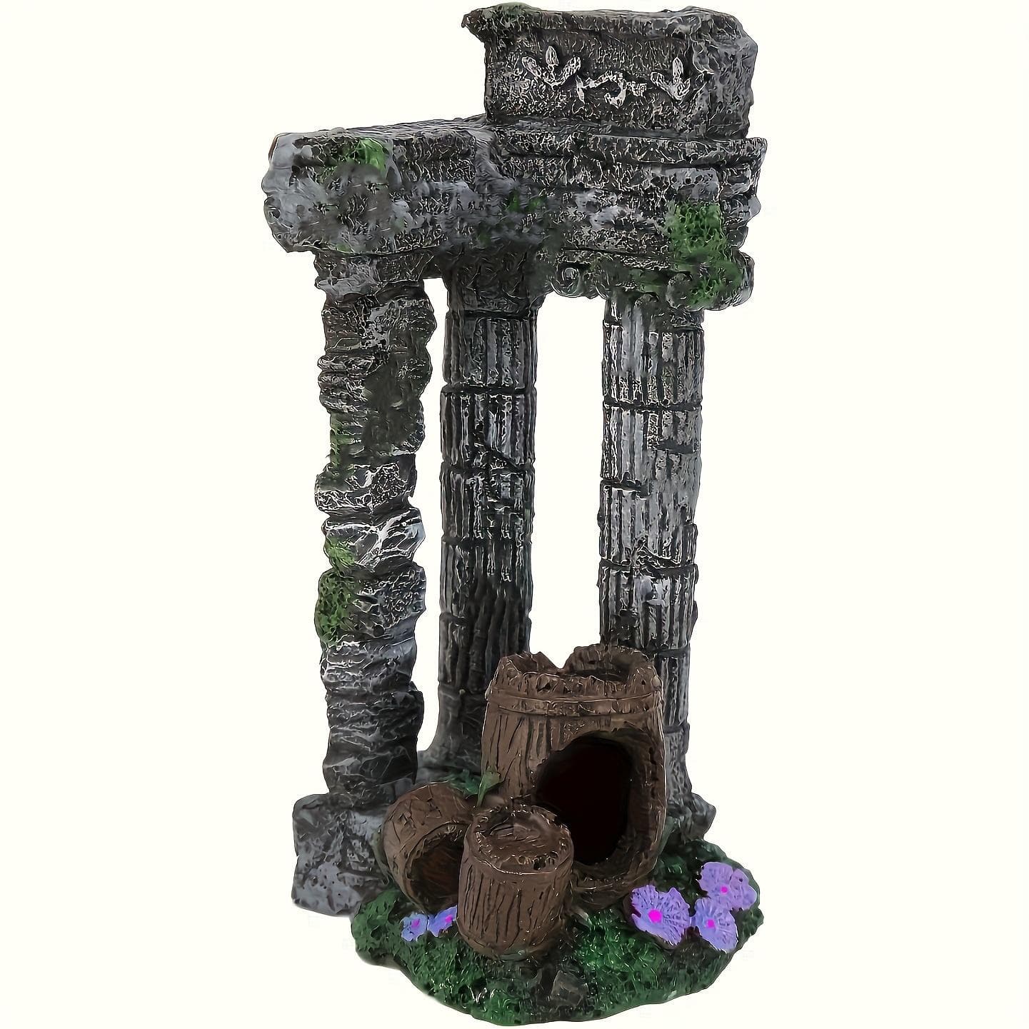 Crafts, Aquarium Decoration Roman Columns, Simulation Resin Vintage Ruins Roman Column Fish Tank Hideout Landscape Ornament Pack of 1