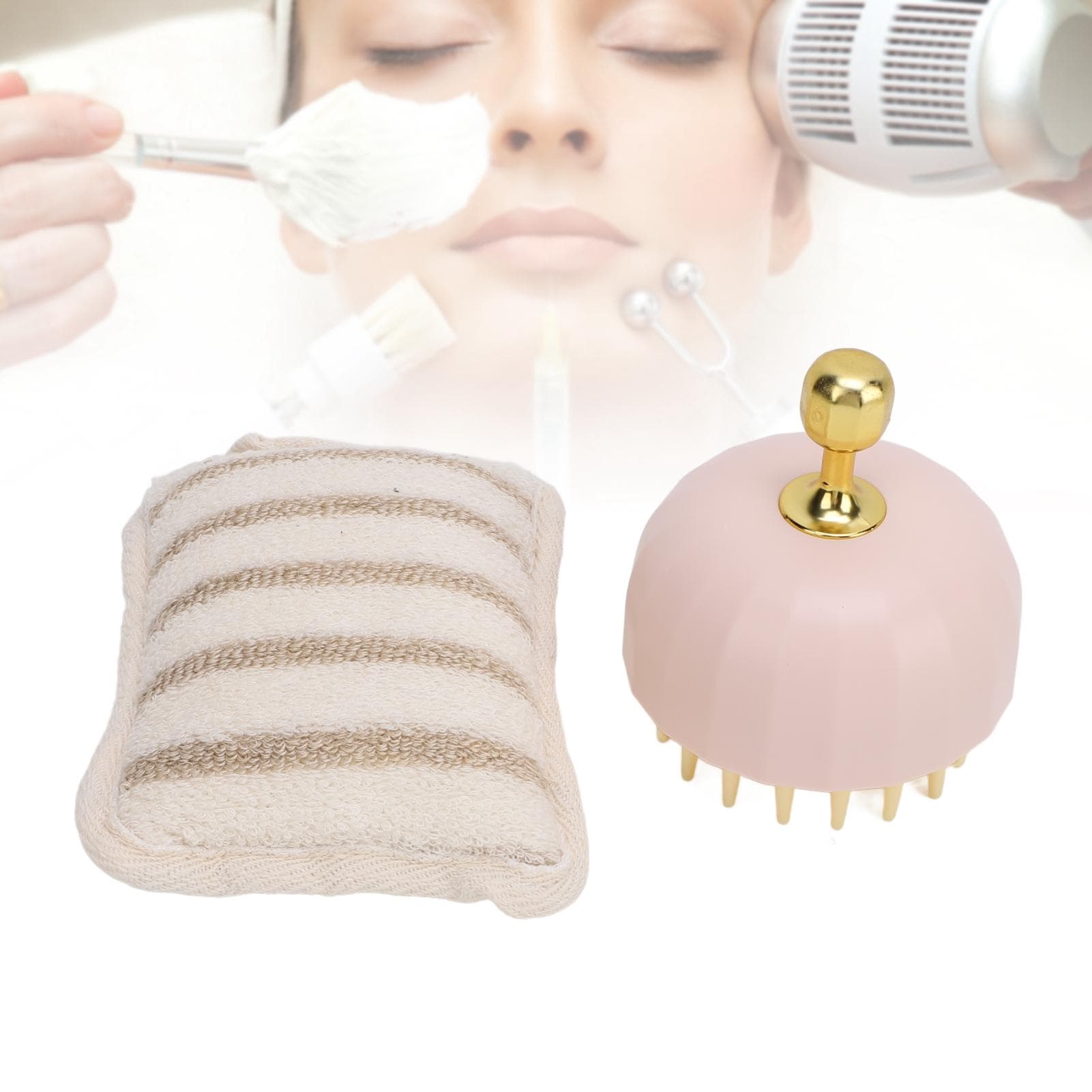 Shampoo Brush Shower Loofah Set Foaming Handheld Pink Silicone Scalp Massage Scrubber with Bath
