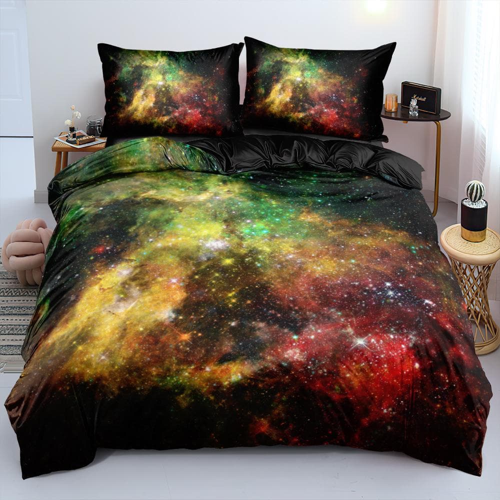 Luxury Galaxy Dark Blue Bedding Set Twin Full Queen King Size Duvet/Quilt Cover Set Shining Stars Starry Sky Comforter Cover 228x228cm 3pcs