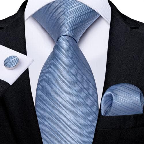 DiBanGu Mens Silk Necktie Set Striped Paisley Solid Tie Pocket Square Cufflinks N-7608