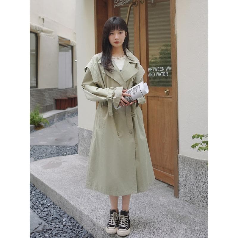 Long Windbreaker Women's New Spring and Autumn Style Loose Drapey Lazy Korean Style Casual Jacket XL