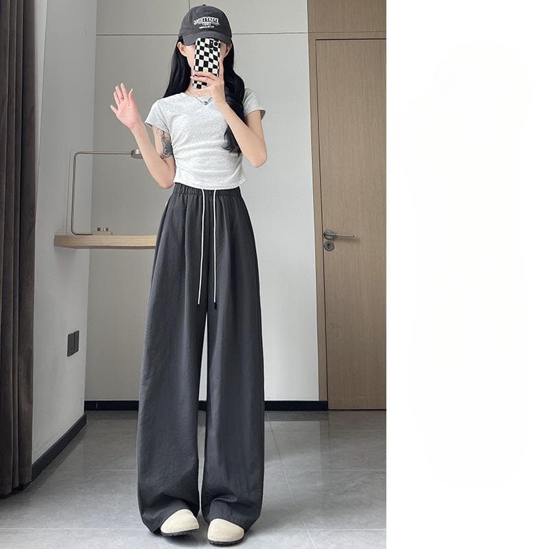 White Scimitar Pants for Women In Summer Thin Straight and Loose Small Casual Quick-dry Ice Silk Banana Sports Wide-leg Pants XL