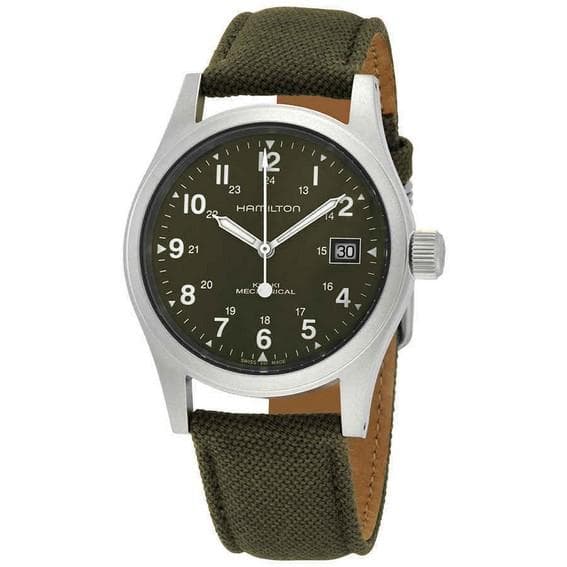 Hamilton Khaki Field Mechanical Canvas Strap Green Dial H69439363 Men's Watch green