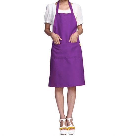 Solid Color Kitchen Cooking Oil-resistant Restaurant Home Protective Apron purple