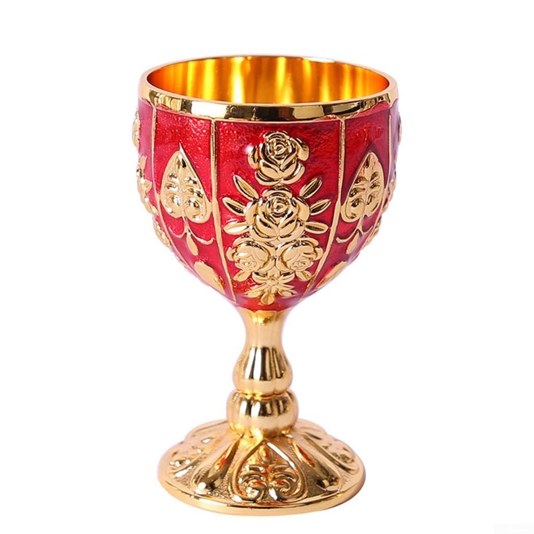 1 Pcs 30ml Retro Metal Aluminum Alloy Wine Glass Goblet Reusable Bar Dinnerware Pumpkin Gold Red