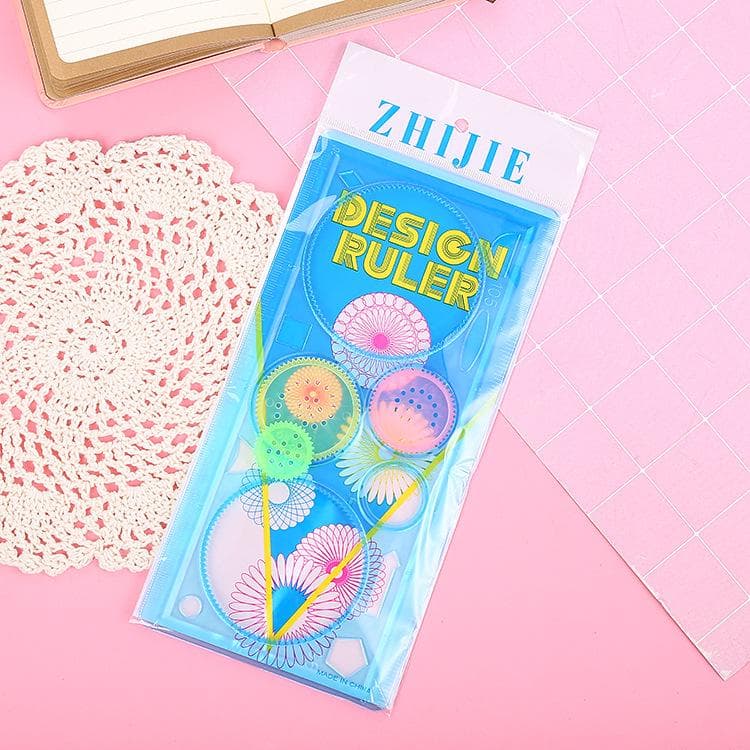 Children's Four-Color Kaleidoscope Drawing Board Ruler Set 20cm*10cm