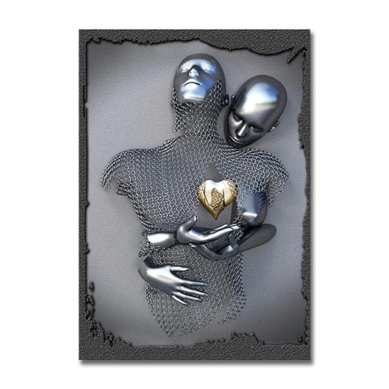 3D Metal Modern Visual Gold Silver Wall Art Pictures Metal Modern Scandinavian Personalized Canvas Interior Paintings Prints Home Decor 50x75cm red