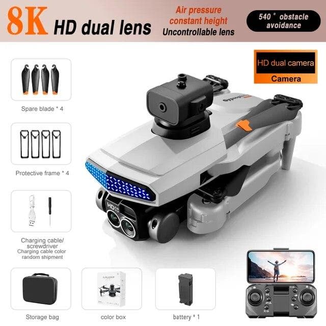 D6 Drone ESC Dual Camera Photography Optical Five-way Obstacle Avoidance Quadcopter Kids Toy Gift Hovering Trajectory Flight One Piece Take-off Dual camera 1 battery grey