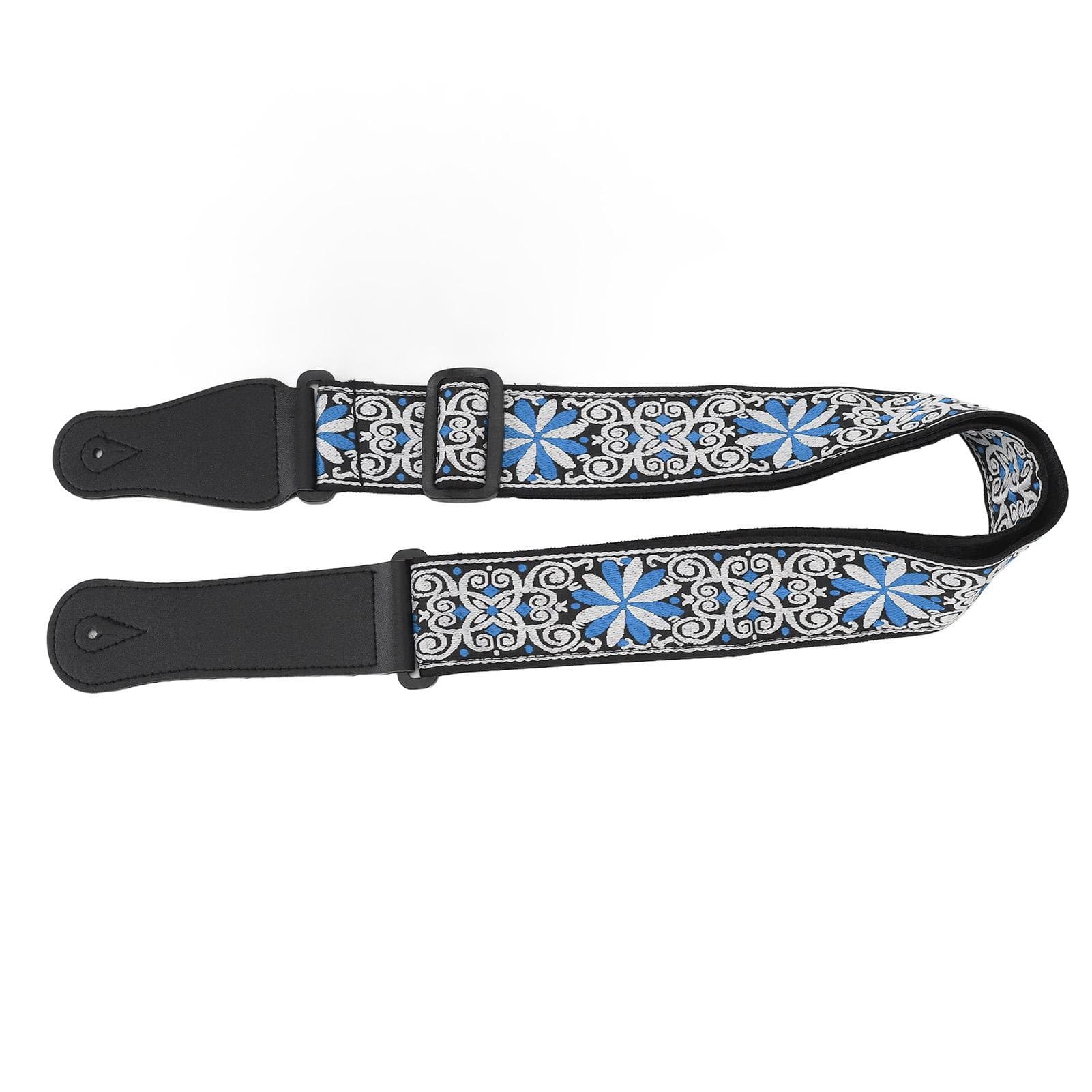 Guitar Strap Leather Embroidered Thickened Wear Resistant Adjustable Length Belt Red blue