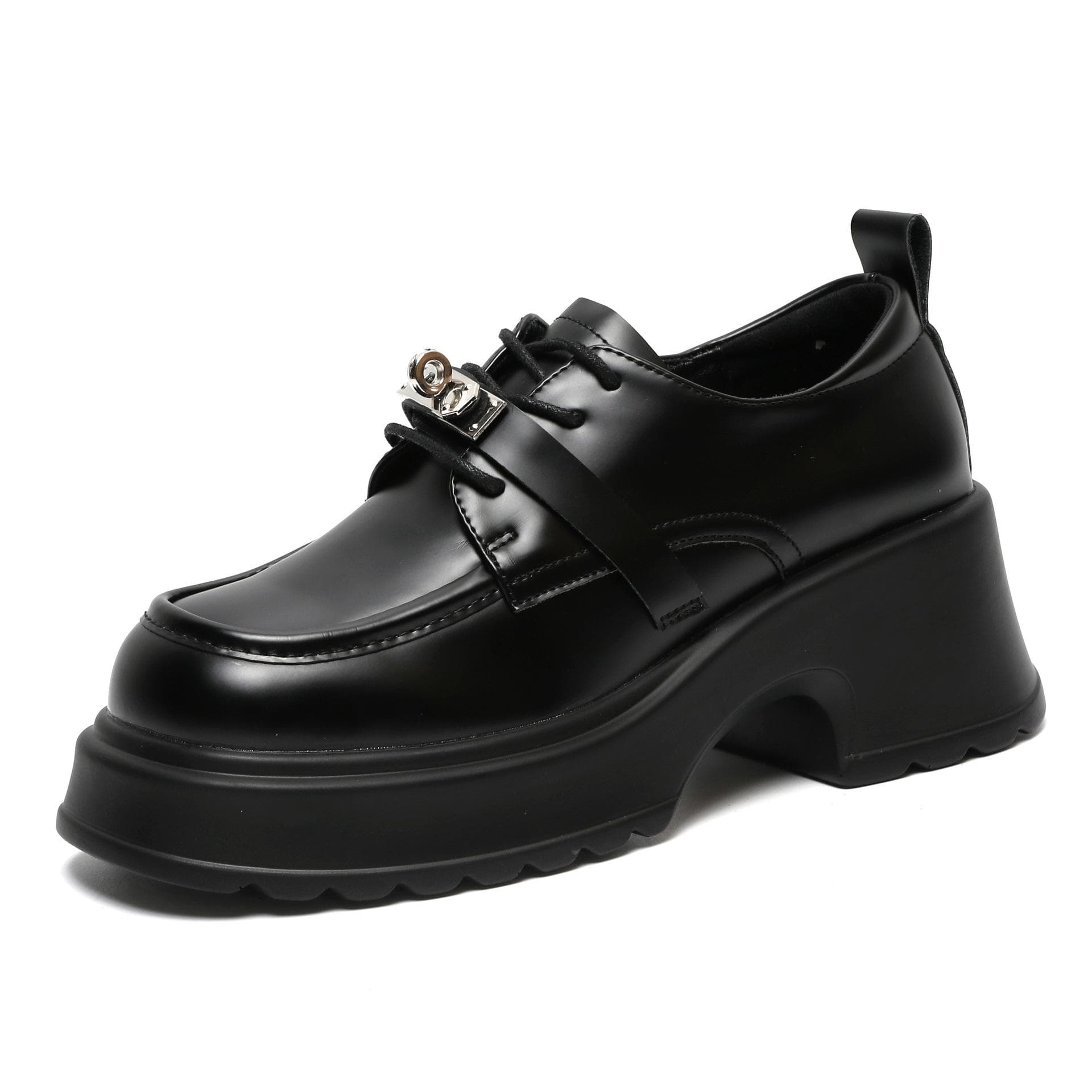 Small Leather Shoes Women's Shoes British Style Spring New Jk Shoes Ladies Single Shoes Black Thick-soled Loafers 40 black
