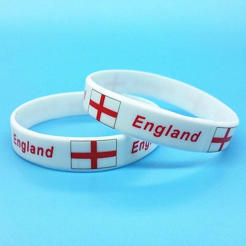 2 pcs England Flag Bracelet Country Silicone Wristband Men Women Rubber Band Motivational Sport Wrist Strap Fashion Cuff Bangles Accessories Gift 2pcs