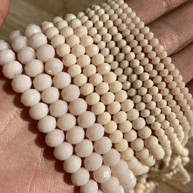 3/4/6/8mm Faceted Round Austria Crystal Beads Shiny Glass Rondelle Spacer Beads for Needlework Jewelry Making Diy Bracelet 15'' 8mm 65-68pcs Beads