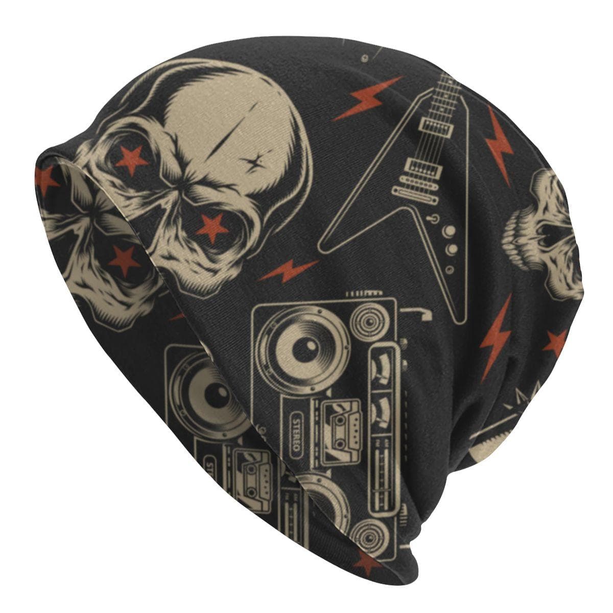 80s Heavy Metal Theme Bonnet Hats Hip Hop Outdoor Skullies Beanies Hats Punk Rock Unisex Women Knitting Hats Thermal Elastic Caps One Size