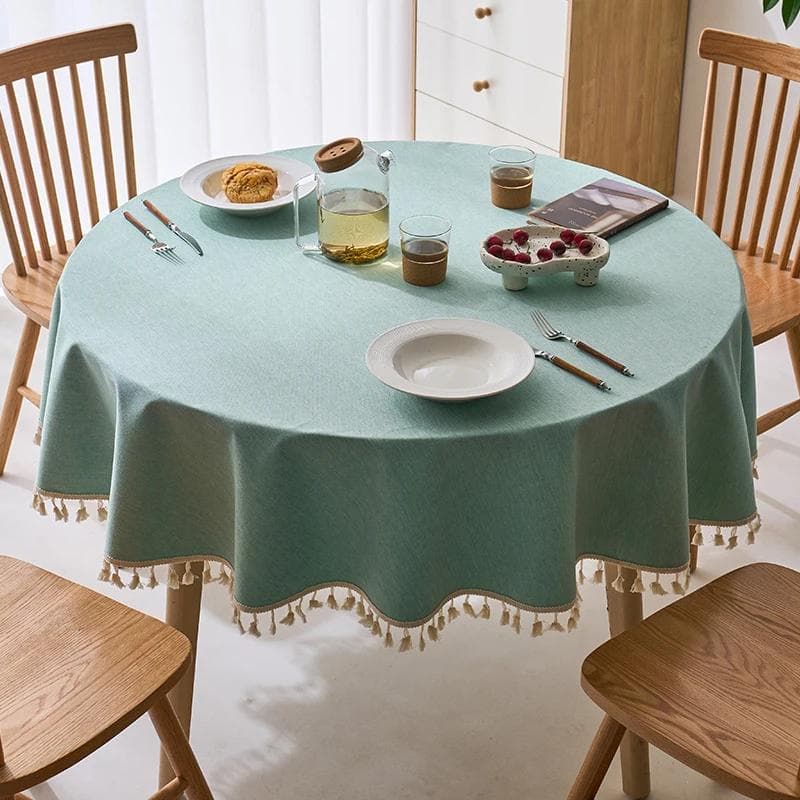 Modern Minimalist Solid Color Round Tablecloth Thickened Multi-color Hanging Ear Tablecloth Options Dust Anti Slip Table Cover 140cm round 1pcs