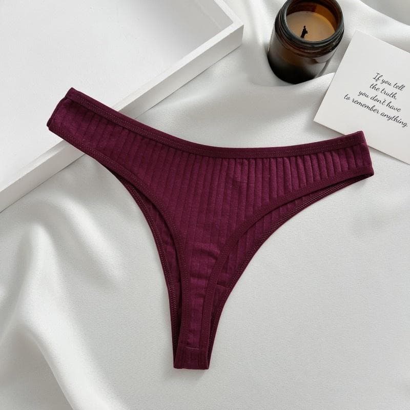 FINETOO Thongs For Women Soft Cotton Thong Sexy Low-Rise T-Back Underwear S-XL Comfortable Panties Girls Underwear XL red