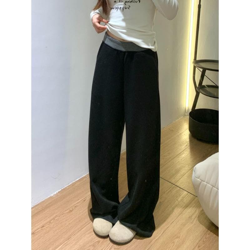 Large Size Women's Black Sports Pants Draped Summer Fat Mm Slim Straight-leg Sweatpants Casual Small Wide-leg Pants 4XL