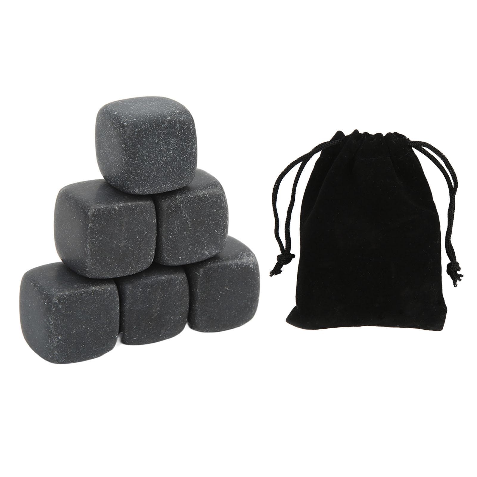 Basalt Whiskey Stones Set with Storage Bag for Whiskey Cognac Wine Beverage Reusable Chilling