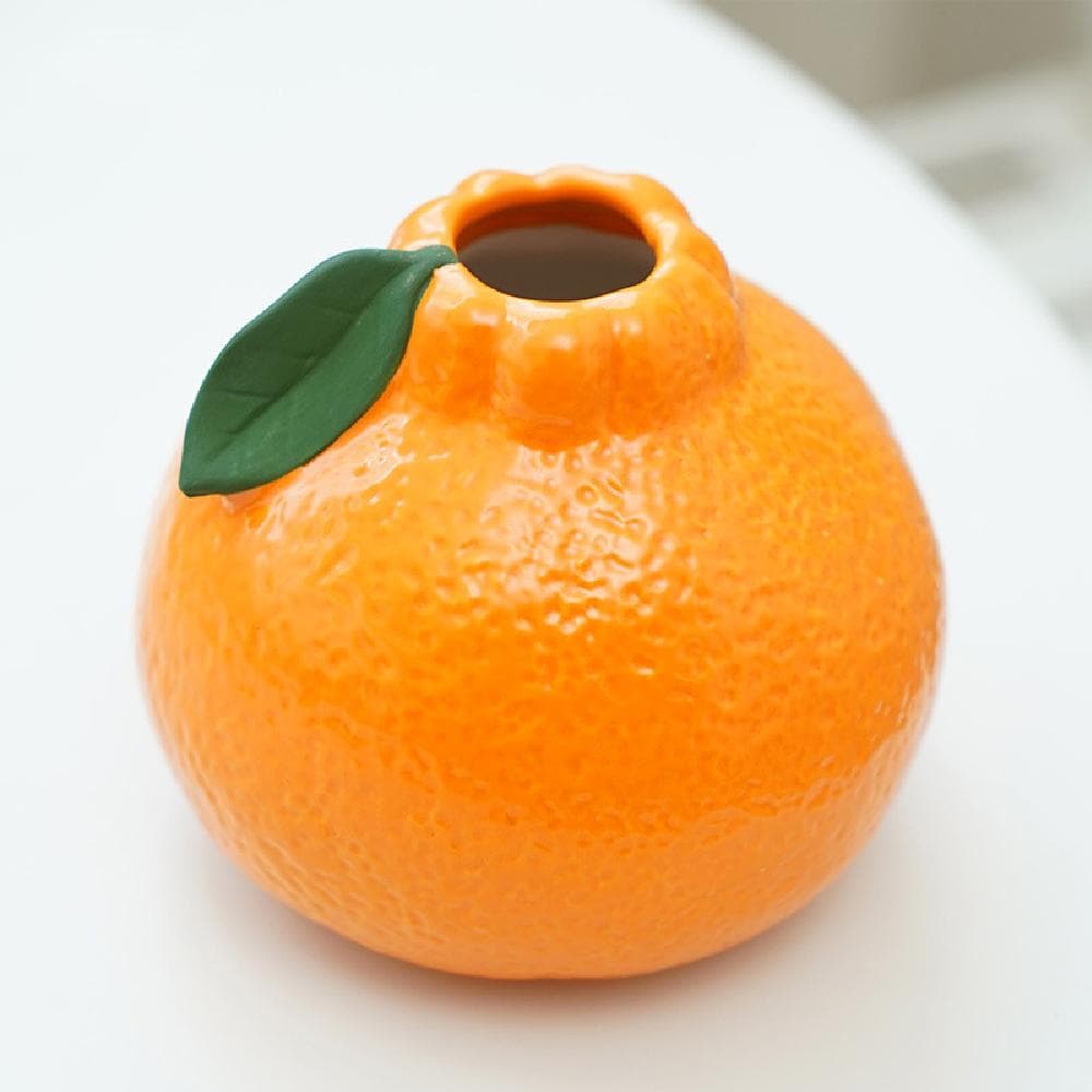 Orange Vase for Home Decor,Decorative Vase Fruit Shape Vase Tabletop Decorative Vase Table Centerpieces Decoratio orange