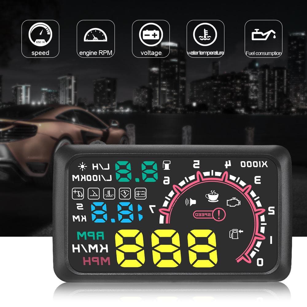 Car HUD Head Up Display 5.5  KM/h & MPH Speeding Warning OBD2 Interface Windshield Projector