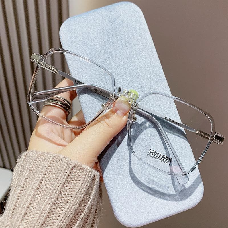 Oversized Reading Glasses Trendy Anti Blue Light Far-sighted Eyewear Women High-definition Optical Eyeglasses +4.0 gray