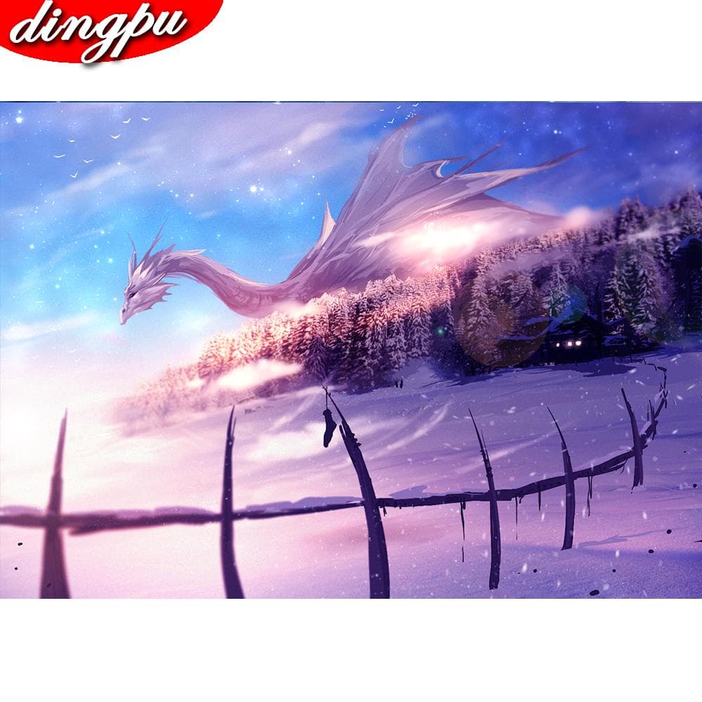 DINGPU Full Round Diamond Painting 5D Diamond Art Embroidery Landscape Mosaic Home Decoration Gift 20X30CM