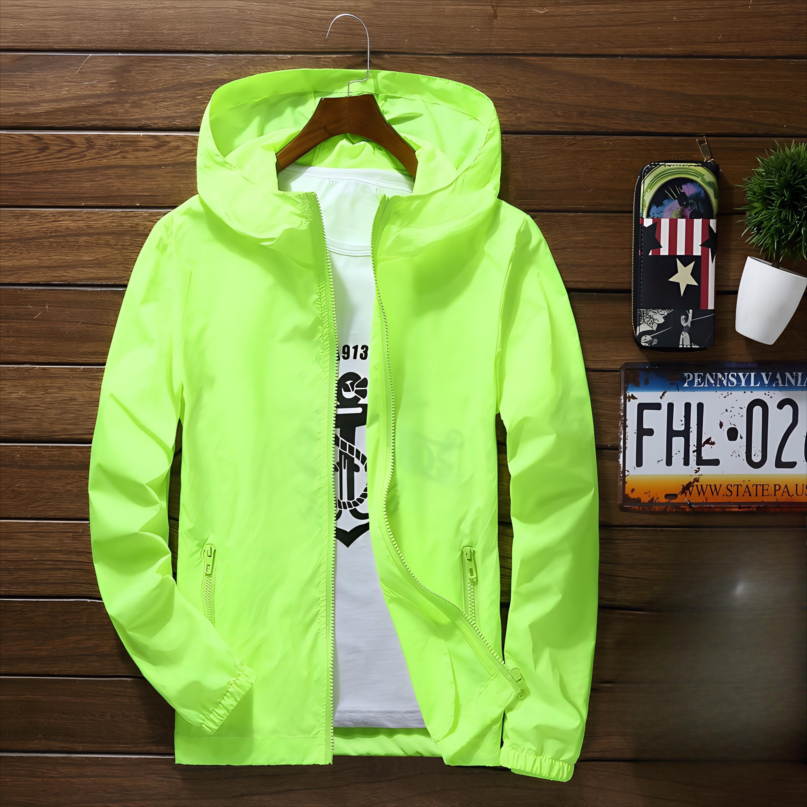 Unisex Thin Quick-Dry Windbreaker: Breathable, Sun Protection, Large Sizes for Outdoor Sports L fluorescent green