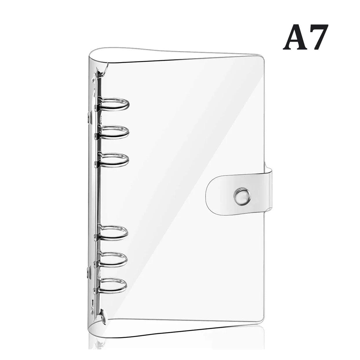 A7 Transparent Soft PVC 6-Ring Binder Cover Snap Button Closure for Ring-Bound Planner Pages Loose Leaf Binder Cover A7