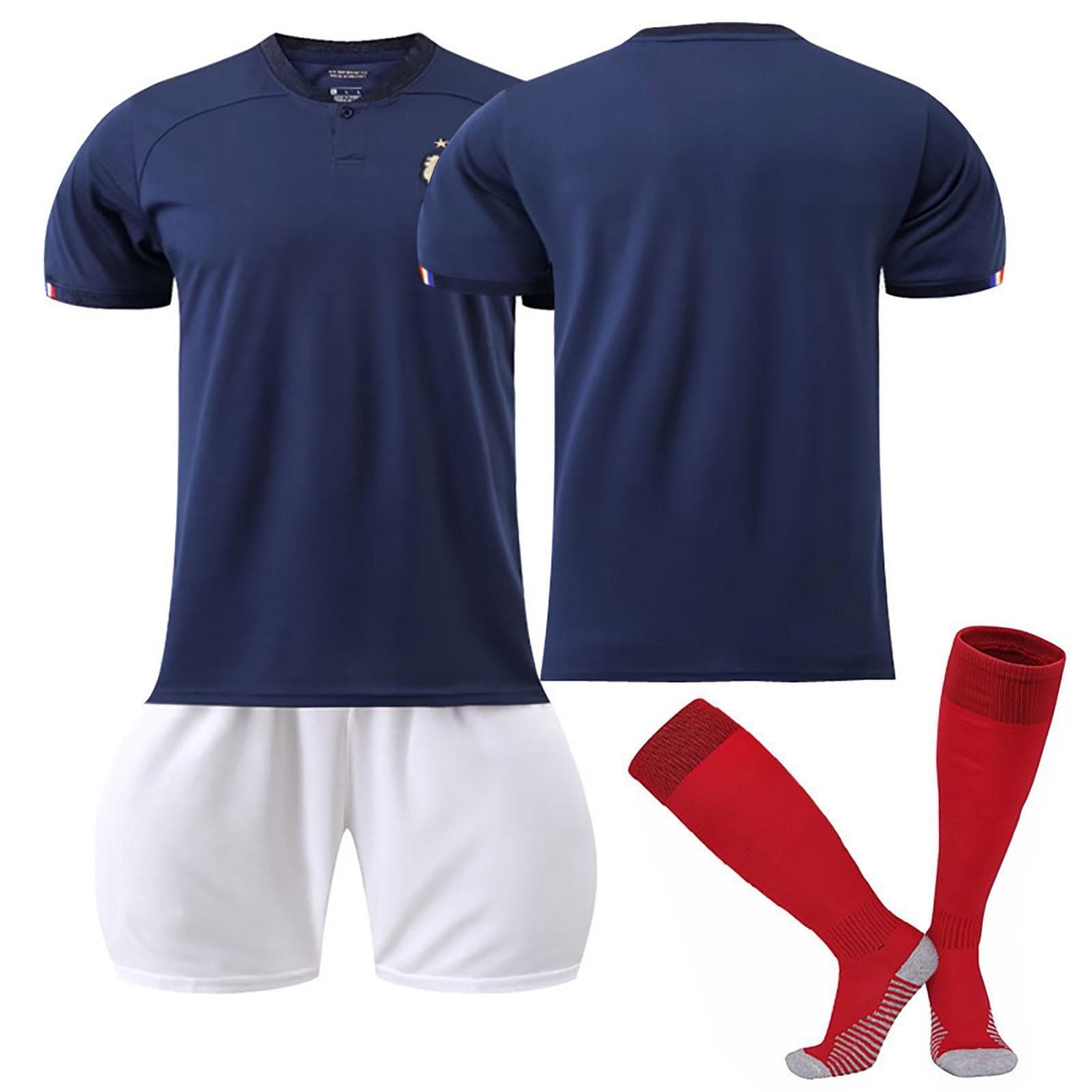 22/23 France Home Football Jerseys Shorts Socks Set New Season Shorts Socks Adult Sizes Outfits M